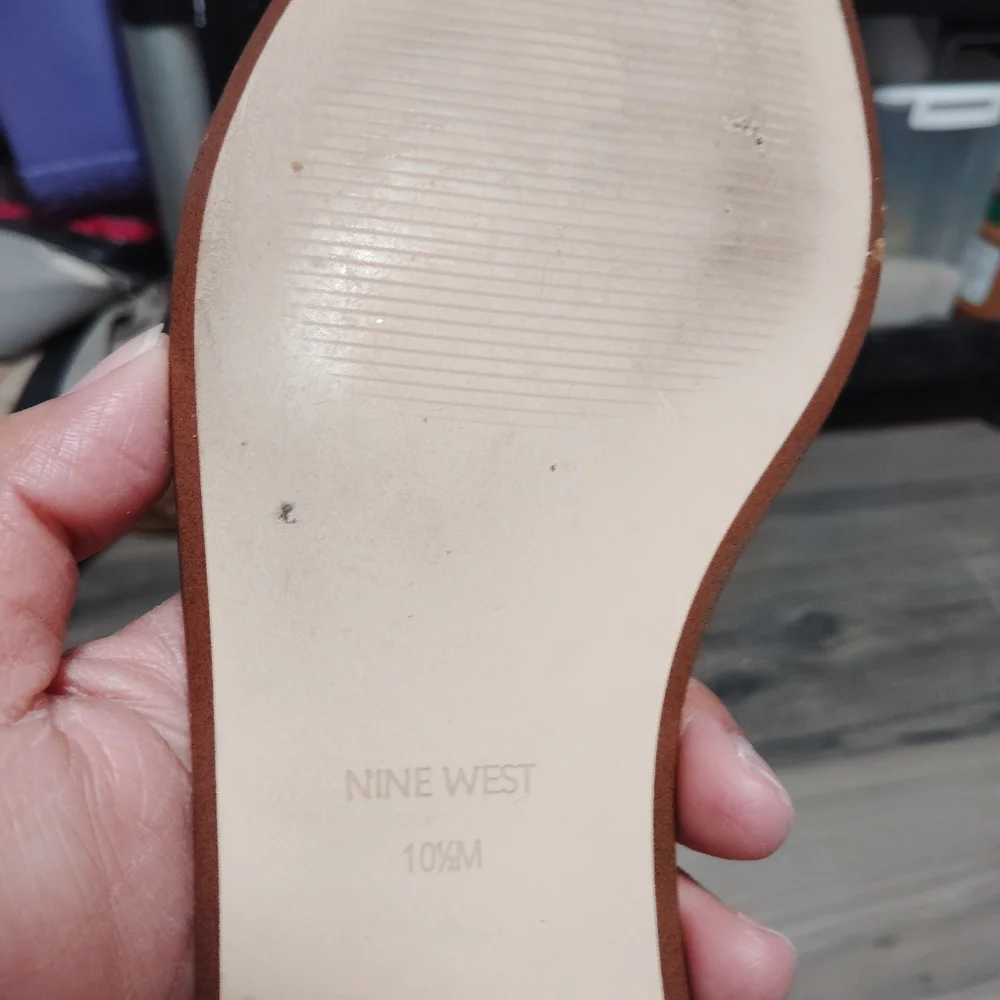Nine West Oriona Pointed Toe Ankle Strap Slide Flats Sz- 10 1/2 - Picture 6 of 8